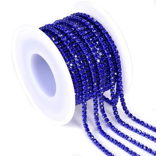 Wisafory 10 Yardsx2mm Strasskette Strassband Strass Schließen Kette Glitzerband Strasssteine Band Diamant Kette für DIY Nähen Basteln Schmuckherstellung Kleidung Hochzeitsdekoration Saphirblau von Wisafory