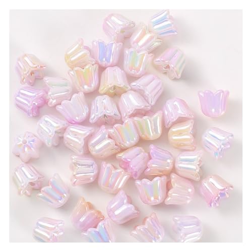 Wisafory 100 Stück Acrylperlen Blumenperlen Orchideen Perlen Bunte lose Abstandshalter Regenbogen Bastelperlen für Bastelarbeiten, Armbänder, Ohrringe, Schlüsselanhänger Farbverlauf Gelb-Rosa von Wisafory