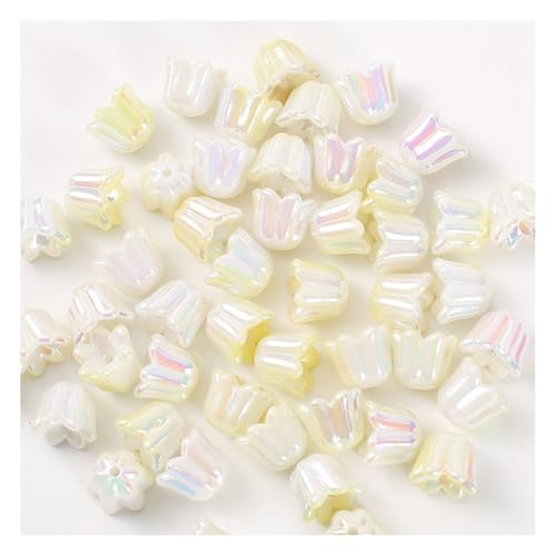 Wisafory 100 Stück Acrylperlen Blumenperlen Orchideen Perlen Bunte lose Abstandshalter Regenbogen Bastelperlen für Bastelarbeiten, Armbänder, Ohrringe, Schlüsselanhänger Farbverlauf Gelb von Wisafory