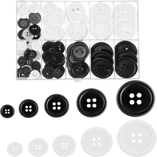 Wisafory 100 Stück Knöpfe aus Harz Schwarz und Weiße Harzknöpfe mit Aufbewahrungsbox Kunstharz Bastelknöpfe Runde Buttons Kunststoffknöpfe für Nähen Kleidung Mänteln Hemden Scrapbooking Schwarz+Weiß Wisafory 100 Stück Knöpfe aus Harz Schwarz und Weiße Harzknöpfe mit Aufbewahrungsbox Kunstharz Bastelknöpfe Runde Buttons Kunststoffknöpfe für Nähen Kleidung Mänteln Hemden Scrapbooking Schwarz+Weiß von Wisafory