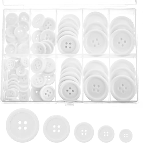 Wisafory 100 Stück Knöpfe aus Harz Schwarz und Weiße Harzknöpfe mit Aufbewahrungsbox Kunstharz Bastelknöpfe Runde Buttons Kunststoffknöpfe für Nähen Kleidung Mänteln Hemden Scrapbooking Weiß Wisafory 100 Stück Knöpfe aus Harz Schwarz und Weiße Harzknöpfe mit Aufbewahrungsbox Kunstharz Bastelknöpfe Runde Buttons Kunststoffknöpfe für Nähen Kleidung Mänteln Hemden Scrapbooking Weiß von Wisafory