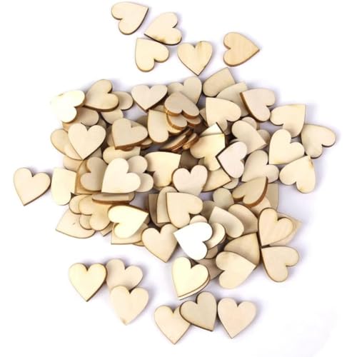 Wisafory 100 Stück Mini Holzherzen Streudeko Hochzeit Herz Holzscheiben zum Basteln Naturholzscheiben Deko Unlackiert Wooden Hearts Verschönerungen für DIY Bastel Hochzeit Tischdeko 2.2cm von Wisafory