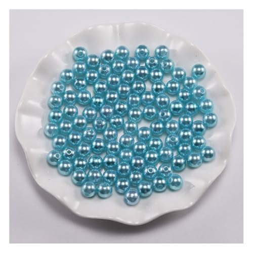Wisafory 100 Stück Perlen zum Basteln Kunstharzperlen Glasperlen Acryl-Kunststoff-Perlen Bastelperlen Runde Kunststoffperlen mit Loch für Schmuckherstellung Halsketten Armbänder Himmelblau 8mm von Wisafory