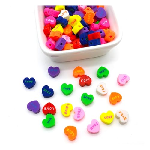Wisafory 100 Stück Polymer Clay Perlen Bunte Modelliermassen-Perlen Ton-Perlen lose Abstandshalter Handgefertigte Spacer-Perlen für DIY Handwerk Armband Schmuckherstellung Herz 2# Wisafory 100 Stück Polymer Clay Perlen Bunte Modelliermassen-Perlen Ton-Perlen lose Abstandshalter Handgefertigte Spacer-Perlen für DIY Handwerk Armband Schmuckherstellung Herz 2# von Wisafory