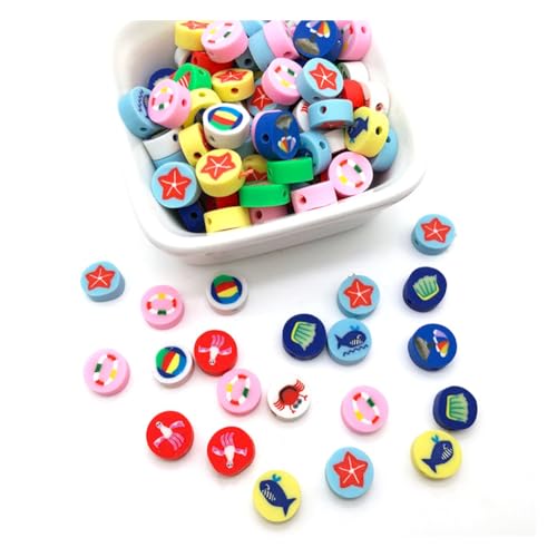 Wisafory 100 Stück Polymer Clay Perlen Bunte Modelliermassen-Perlen Ton-Perlen lose Abstandshalter Handgefertigte Spacer-Perlen für DIY Handwerk Armband Schmuckherstellung Ozeane Wisafory 100 Stück Polymer Clay Perlen Bunte Modelliermassen-Perlen Ton-Perlen lose Abstandshalter Handgefertigte Spacer-Perlen für DIY Handwerk Armband Schmuckherstellung Ozeane von Wisafory