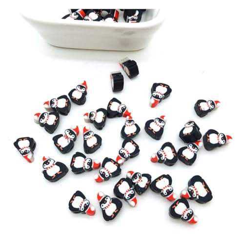 Wisafory 100 Stück Polymer Clay Perlen Bunte Modelliermassen-Perlen Ton-Perlen lose Abstandshalter Handgefertigte Spacer-Perlen für DIY Handwerk Armband Schmuckherstellung Pinguine von Wisafory