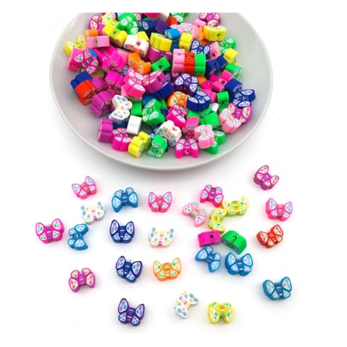 Wisafory 100 Stück Polymer Clay Perlen Bunte Modelliermassen-Perlen Ton-Perlen lose Abstandshalter Handgefertigte Spacer-Perlen für DIY Handwerk Armband Schmuckherstellung Schmetterlinge Wisafory 100 Stück Polymer Clay Perlen Bunte Modelliermassen-Perlen Ton-Perlen lose Abstandshalter Handgefertigte Spacer-Perlen für DIY Handwerk Armband Schmuckherstellung Schmetterlinge von Wisafory