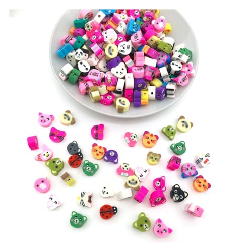 Wisafory 100 Stück Polymer Clay Perlen Bunte Modelliermassen-Perlen Ton-Perlen lose Abstandshalter Handgefertigte Spacer-Perlen für DIY Handwerk Armband Schmuckherstellung Tiere Wisafory 100 Stück Polymer Clay Perlen Bunte Modelliermassen-Perlen Ton-Perlen lose Abstandshalter Handgefertigte Spacer-Perlen für DIY Handwerk Armband Schmuckherstellung Tiere von Wisafory