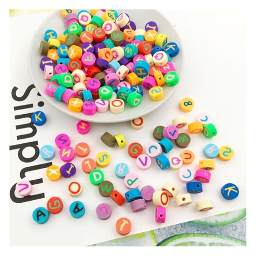 Wisafory 100 Stück Polymer Clay Perlen Bunte Modelliermassen-Perlen Ton-Perlen lose Abstandshalter Handgefertigte Spacer-Perlen für DIY Handwerk Armband Schmuckherstellung bunte Buchstaben Wisafory 100 Stück Polymer Clay Perlen Bunte Modelliermassen-Perlen Ton-Perlen lose Abstandshalter Handgefertigte Spacer-Perlen für DIY Handwerk Armband Schmuckherstellung bunte Buchstaben von Wisafory