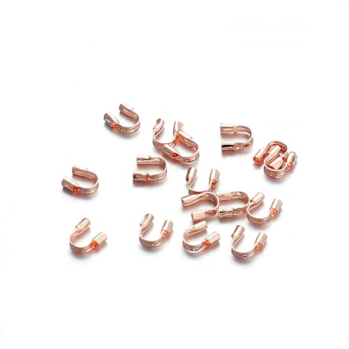 Wisafory 100 Stück Schmuck Drahtschutz Set Drahtfadenschutz U-Form Drahtbügel Drahtschutzschlaufen Zubehör Wire Guardian für DIY-Ohrringe, Halsketten, Armbänder, Schmuckherstellung Roségold von Wisafory
