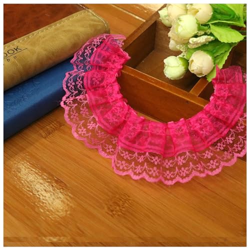 Wisafory 10M Spitzenband Rüschenband Spitzenborte Spitzenbesatz Lace Trim Rüschenbesatz Stoffband Dekoband Elastisch Vintage Rüschen Spitzenband für Nähen Handwerk 4.5cm Rosenrot 10m Wisafory 10M Spitzenband Rüschenband Spitzenborte Spitzenbesatz Lace Trim Rüschenbesatz Stoffband Dekoband Elastisch Vintage Rüschen Spitzenband für Nähen Handwerk 4.5cm Rosenrot 10m von Wisafory