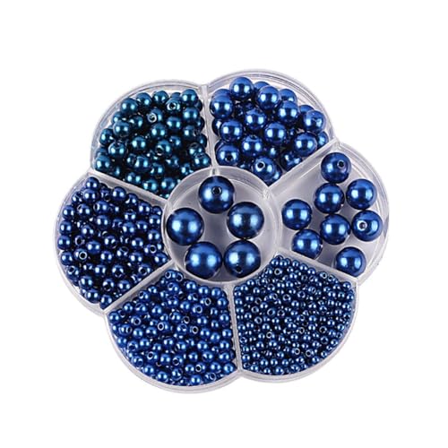 Wisafory 1150 Stück Kunstperlen zum Basteln 3/4/5/6/8/10/12mm Runde Perlen mit Loch Plastikperlen Gemischte Größen Imitationsperlen Glasperlen für DIY Basteln Schmuckherstellung Blau von Wisafory