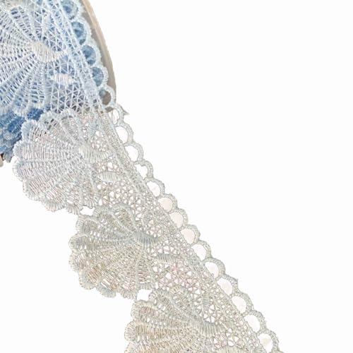 Wisafory 15 Yards Spitzenband Muschel-Muster Stickerei Spitzenbesatz Vintage Spitzenbordüre Geschenkband Dekoband für Schmuck Handwerk Nähzubehör Kleid Hochzeit Unterwäsche Dunkelblau von Wisafory