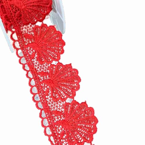 Wisafory 15 Yards Spitzenband Muschel-Muster Stickerei Spitzenbesatz Vintage Spitzenbordüre Geschenkband Dekoband für Schmuck Handwerk Nähzubehör Kleid Hochzeit Unterwäsche Großes Rot von Wisafory