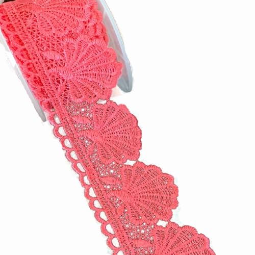 Wisafory 15 Yards Spitzenband Muschel-Muster Stickerei Spitzenbesatz Vintage Spitzenbordüre Geschenkband Dekoband für Schmuck Handwerk Nähzubehör Kleid Hochzeit Unterwäsche Jim rot von Wisafory