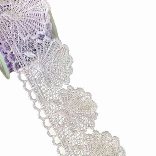 Wisafory 15 Yards Spitzenband Muschel-Muster Stickerei Spitzenbesatz Vintage Spitzenbordüre Geschenkband Dekoband für Schmuck Handwerk Nähzubehör Kleid Hochzeit Unterwäsche Lila von Wisafory