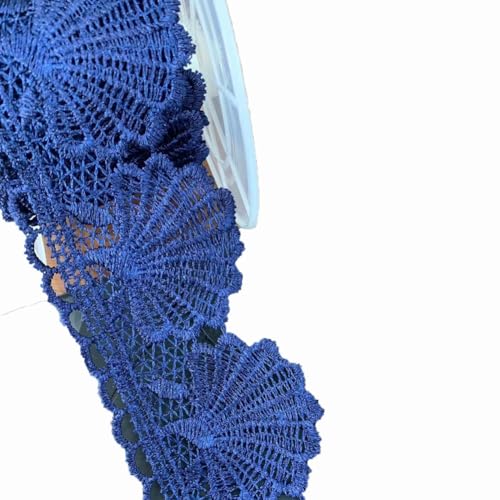 Wisafory 15 Yards Spitzenband Muschel-Muster Stickerei Spitzenbesatz Vintage Spitzenbordüre Geschenkband Dekoband für Schmuck Handwerk Nähzubehör Kleid Hochzeit Unterwäsche Marineblau von Wisafory