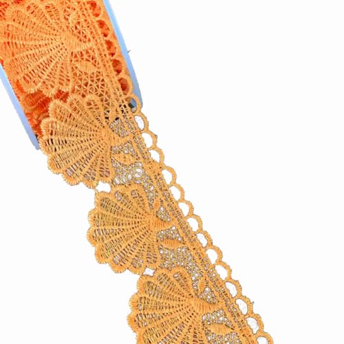 Wisafory 15 Yards Spitzenband Muschel-Muster Stickerei Spitzenbesatz Vintage Spitzenbordüre Geschenkband Dekoband für Schmuck Handwerk Nähzubehör Kleid Hochzeit Unterwäsche Orange von Wisafory