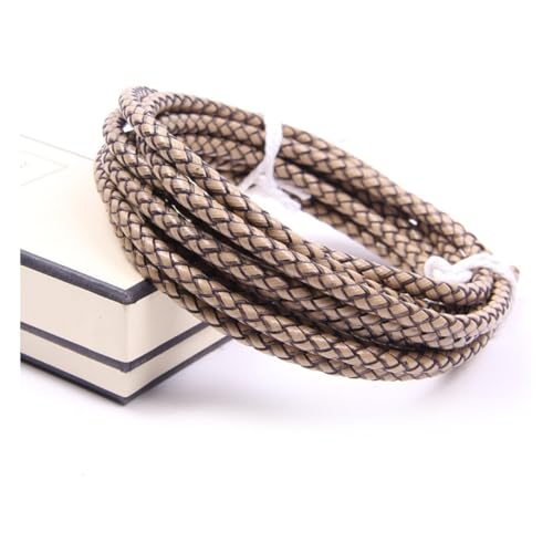 Wisafory 1M Lederschnur Rund Lederband aus echtem Leder Geflochtener Schnurseil 3-8mm Rindslederschnüre für Retro-Armbänder Halsketten Schmuckherstellung Geschenkverpackungen Khaki 3mm von Wisafory