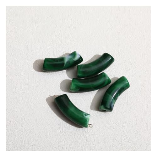 Wisafory 20 Stück Gebogene Röhrenperlen Kunststein Abstandsperlen lose Acrylperlen Nudelperlen 11 x 35 mm Acrylröhrenperlen für DIY Armreifen Armbänder Schmuckherstellung Smaragdgrün von Wisafory