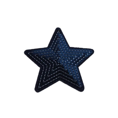 Wisafory 20 Stück Stern Patches Pailletten Appliques Bestickter Aufnäher Aufbügeln Flicken Applikation Bügelbild Stickerei Herzen Patches für Kleidung Hüte Taschen Schuhe Marineblau-Stern von Wisafory