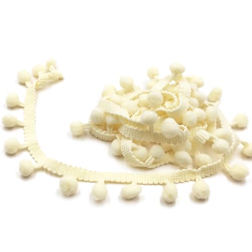 Wisafory Cinta decorativa de pompón de 20 yardas, cinta de pompones, cinta de flecos para coser, borlas, flecos, borlas, borlas, cinta de costura para manualidades, ropa, decoración, beige von Wisafory