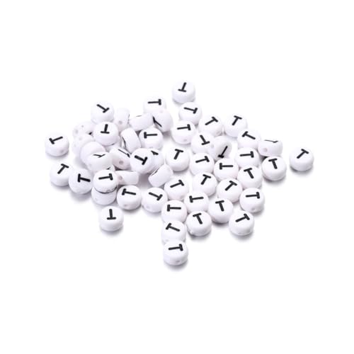 Wisafory 200 Stück Buchstabenperlen Rund Buchstaben Perlen zum Auffädeln Weiß A-Z Spacer Beads mit Loch zum Auffädeln DIY Handwerk Armbänder Halsketten Schmuckherstellung, Individueller Brief T Wisafory 200 Stück Buchstabenperlen Rund Buchstaben Perlen zum Auffädeln Weiß A-Z Spacer Beads mit Loch zum Auffädeln DIY Handwerk Armbänder Halsketten Schmuckherstellung, Individueller Brief T von Wisafory