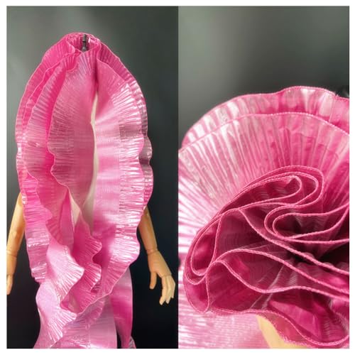 Wisafory 3 Meter Rüschen Spitzenborte Organza Rüschenstoff Plissee Chiffon Tüll Rüschen Trim Spitzenbordüre Spitzenbesatz zum Nähen Dekorative Zubehör für Kleid Tasche Trimmen Handwerk Rosa von Wisafory