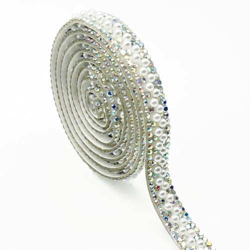 Wisafory 3 Yards Strassband Selbstklebend Strasssteine mit Perlen Glitzersteine Kristallstreifen Zierband Diamant Dekoration Aufkleber für DIY Handwerk Kostüme Taschen Deko Weiß + AB-Farbe 1cm Wisafory 3 Yards Strassband Selbstklebend Strasssteine mit Perlen Glitzersteine Kristallstreifen Zierband Diamant Dekoration Aufkleber für DIY Handwerk Kostüme Taschen Deko Weiß + AB-Farbe 1cm von Wisafory