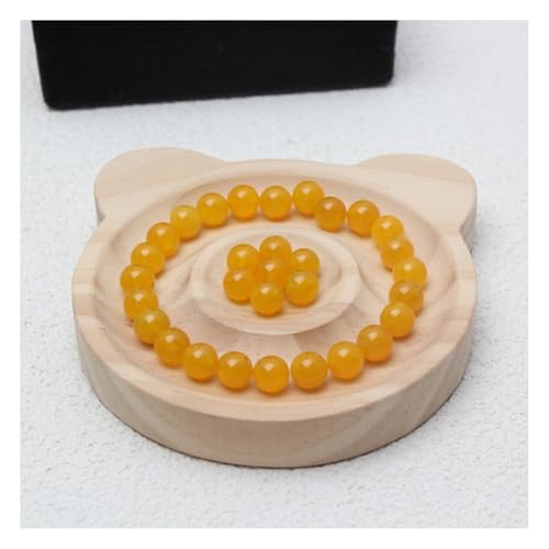 Wisafory 30 Stück Edelstein Achat Perlen Karneol Runde Perlen zum Auffädeln runde lose Perlen Kristall Beads mit Loch Mode Accessoire für DIY Halskette, Armband, Schmuck, Geschenk Gelb 10mm von Wisafory