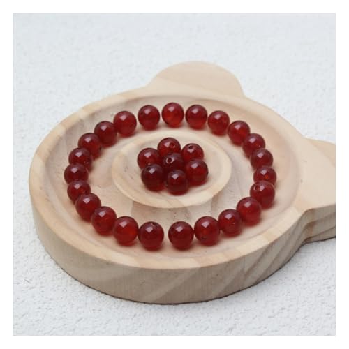 Wisafory 30 Stück Edelstein Achat Perlen Karneol Runde Perlen zum Auffädeln runde lose Perlen Kristall Beads mit Loch Mode Accessoire für DIY Halskette, Armband, Schmuck, Geschenk Rot 14mm von Wisafory
