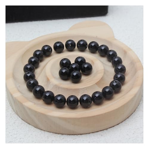 Wisafory 30 Stück Edelstein Achat Perlen Karneol Runde Perlen zum Auffädeln runde lose Perlen Kristall Beads mit Loch Mode Accessoire für DIY Halskette, Armband, Schmuck, Geschenk Schwarz 10mm von Wisafory