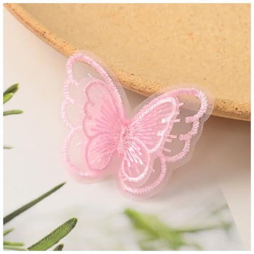 Wisafory 30 Stück Spitze Tüll Schmetterling Applikation Stickerei Aufnäher Spitzenstoff Patches Schmetterlinge Applikationen Zubehör für DIY Kleidung Tasche Haarschmuck Rosa von Wisafory