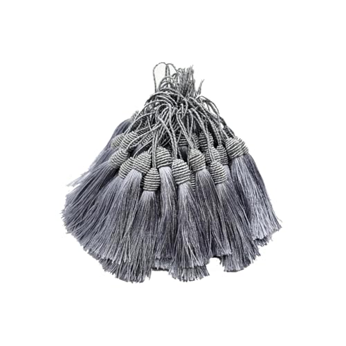 Wisafory 30pcs Quaste Seidige Floss Quasten Anhänger Handgemachte Weiche Quasten Deko Zubehör für Lesezeichen, Schmuckherstellung, Souvenir, Ohrring, DIY Handwerk 13cm Dunkelgrau von Wisafory