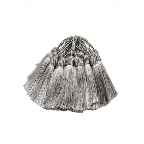 Wisafory 30pcs Quaste Seidige Floss Quasten Anhänger Handgemachte Weiche Quasten Deko Zubehör für Lesezeichen, Schmuckherstellung, Souvenir, Ohrring, DIY Handwerk 13cm Hellgrau von Wisafory