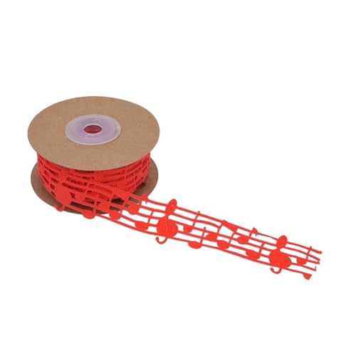 Wisafory 3cm x 10 Yards Musiknotenband Geschenkband Melodie Bastelbänder hohl Dekoband Kleidungsbesatz Notenschlüssel für Nähen Handwerk Scrapbooking Geschenkverpackung Dekoration Rot von Wisafory