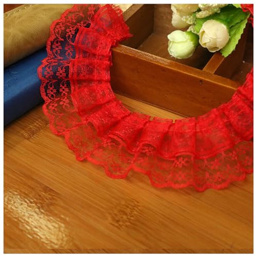 Wisafory 40M Spitzenband Rüschenband Spitzenborte Spitzenbesatz Lace Trim Rüschenbesatz Stoffband Dekoband Elastisch Vintage Rüschen Spitzenband für Nähen Handwerk 4.5cm Rot 40m Wisafory 40M Spitzenband Rüschenband Spitzenborte Spitzenbesatz Lace Trim Rüschenbesatz Stoffband Dekoband Elastisch Vintage Rüschen Spitzenband für Nähen Handwerk 4.5cm Rot 40m von Wisafory