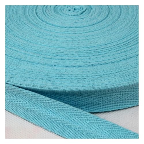 Wisafory 45 Yards Köperband aus Baumwolle Schrägband Baumwollband Gurtband Nahtband zum Nähen Stoffband Fischgrätenband Twillband Textilband für DIY Basteln Geschenkverpackungen Aquagrün 2 cm von Wisafory