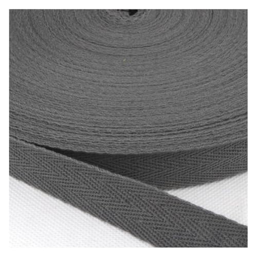 Wisafory 45 Yards Köperband aus Baumwolle Schrägband Baumwollband Gurtband Nahtband zum Nähen Stoffband Fischgrätenband Twillband Textilband für DIY Basteln Geschenkverpackungen Grau 1 cm von Wisafory