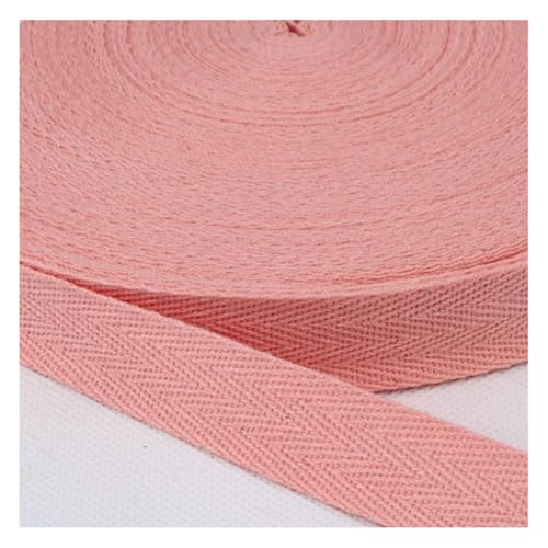 Wisafory 45 Yards Köperband aus Baumwolle Schrägband Baumwollband Gurtband Nahtband zum Nähen Stoffband Fischgrätenband Twillband Textilband für DIY Basteln Geschenkverpackungen Hellrosa 2 cm von Wisafory
