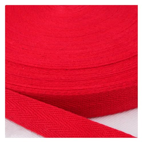 Wisafory 45 Yards Köperband aus Baumwolle Schrägband Baumwollband Gurtband Nahtband zum Nähen Stoffband Fischgrätenband Twillband Textilband für DIY Basteln Geschenkverpackungen Rot 2 cm von Wisafory