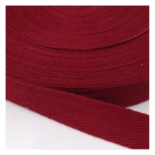Wisafory 45 Yards Köperband aus Baumwolle Schrägband Baumwollband Gurtband Nahtband zum Nähen Stoffband Fischgrätenband Twillband Textilband für DIY Basteln Geschenkverpackungen Weinrot 2 cm von Wisafory