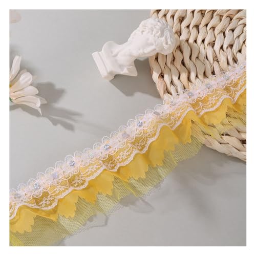 Wisafory 5 cm Spitzenband Chiffon-Spitzenborte Rüschenband Spitzenbesatz Lace Trim Bestickte Applikationen für DIY Nähen Handwerk Hochzeit Scrapbooking Geschenkverpackung Gelb 10M Wisafory 5 cm Spitzenband Chiffon-Spitzenborte Rüschenband Spitzenbesatz Lace Trim Bestickte Applikationen für DIY Nähen Handwerk Hochzeit Scrapbooking Geschenkverpackung Gelb 10M von Wisafory
