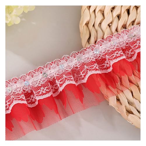 Wisafory 5 cm Spitzenband Chiffon-Spitzenborte Rüschenband Spitzenbesatz Lace Trim Bestickte Applikationen für DIY Nähen Handwerk Hochzeit Scrapbooking Geschenkverpackung Rot 40M Wisafory 5 cm Spitzenband Chiffon-Spitzenborte Rüschenband Spitzenbesatz Lace Trim Bestickte Applikationen für DIY Nähen Handwerk Hochzeit Scrapbooking Geschenkverpackung Rot 40M von Wisafory