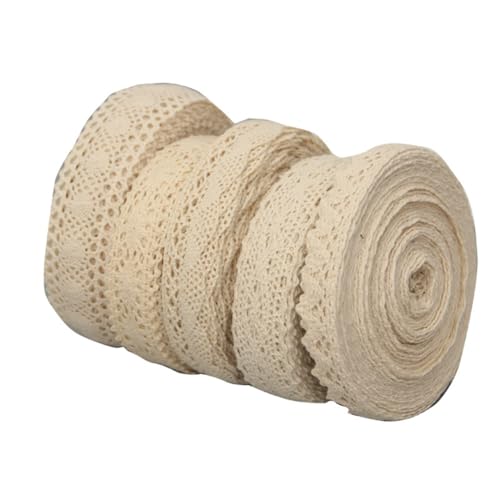 Wisafory 5 x 5 Yards Spitzenband Vintage Baumwolle Spitzenborte Beige Geschenkband Spitzenbordüre Zierband Häkel-Borte Dekoband für Basteln Nähen Hochzeit Deko Scrapbooking Geschenkbox Wisafory 5 x 5 Yards Spitzenband Vintage Baumwolle Spitzenborte Beige Geschenkband Spitzenbordüre Zierband Häkel-Borte Dekoband für Basteln Nähen Hochzeit Deko Scrapbooking Geschenkbox von Wisafory