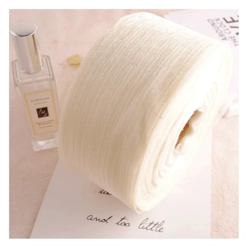 Wisafory 50 Yards x 6 cm Chiffonband Schleifenband Seiden-Geschenkband Falten Dekoband Stoffband für Brautblumenstrauß, Weihnachten, Party, Einladungen, Dekoration, Geschenkverpackung Beige Wisafory 50 Yards x 6 cm Chiffonband Schleifenband Seiden-Geschenkband Falten Dekoband Stoffband für Brautblumenstrauß, Weihnachten, Party, Einladungen, Dekoration, Geschenkverpackung Beige von Wisafory
