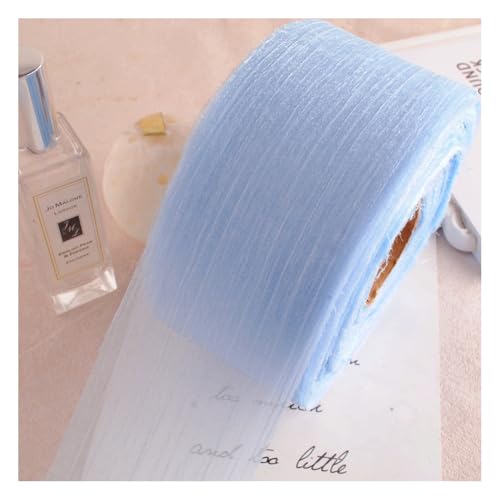 Wisafory 50 Yards x 6 cm Chiffonband Schleifenband Seiden-Geschenkband Falten Dekoband Stoffband für Brautblumenstrauß, Weihnachten, Party, Einladungen, Dekoration, Geschenkverpackung Hellblau von Wisafory
