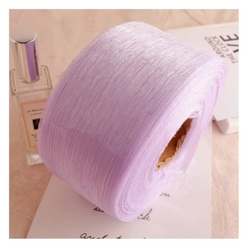 Wisafory 50 Yards x 6 cm Chiffonband Schleifenband Seiden-Geschenkband Falten Dekoband Stoffband für Brautblumenstrauß, Weihnachten, Party, Einladungen, Dekoration, Geschenkverpackung Hellviolett von Wisafory