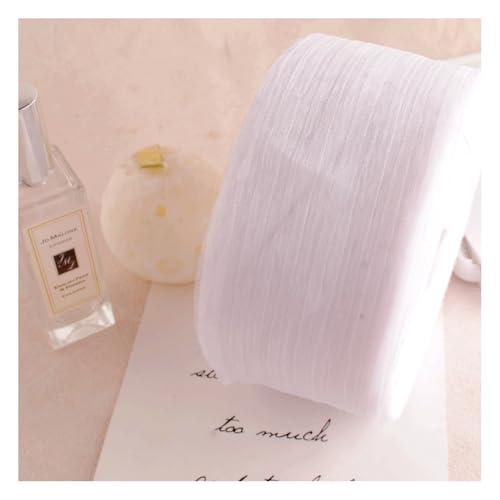 Wisafory 50 Yards x 6 cm Chiffonband Schleifenband Seiden-Geschenkband Falten Dekoband Stoffband für Brautblumenstrauß, Weihnachten, Party, Einladungen, Dekoration, Geschenkverpackung Weiß von Wisafory
