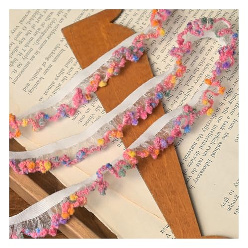 Wisafory 5M Elastische Rüschenband Chiffon Spitzenband Gerafftes Spitzenbordüre Stretch-Stoffband Handgefertigt Spitzenbesatz für DIY Nähen Basteln Hochzeitskleid Partyzubehör 1.5cm 10# von Wisafory